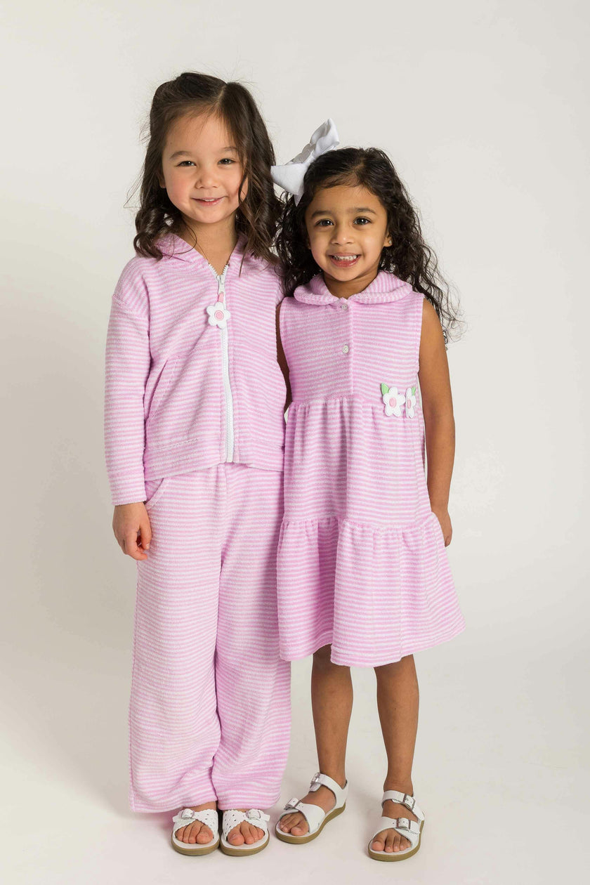 Stripe Terry Dress with Flowers