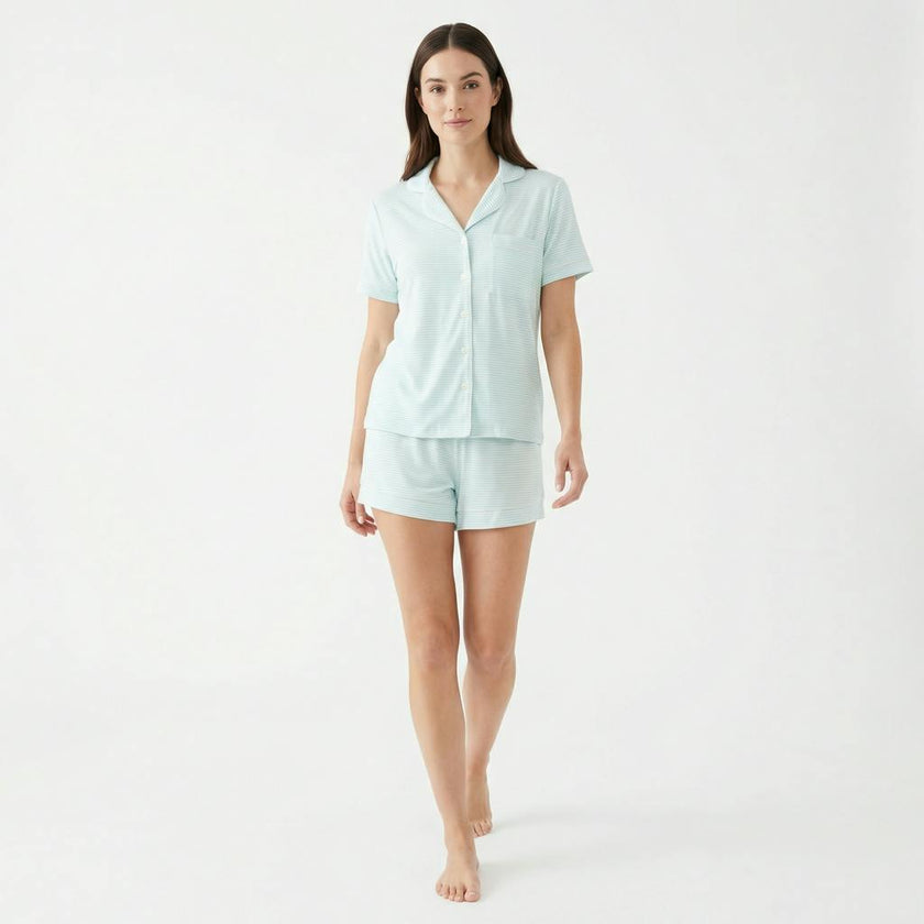 Cloud Stripe Short Sleeve & Shorts Bamboo Women's Pajama Set