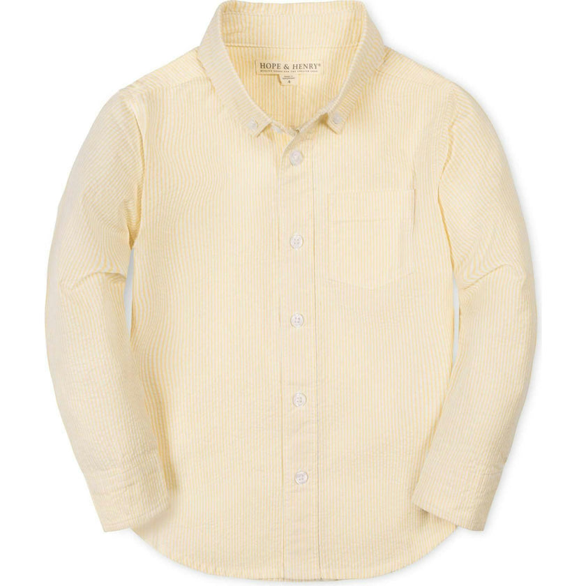 Organic Long Sleeve Seersucker Shirt, Yellow