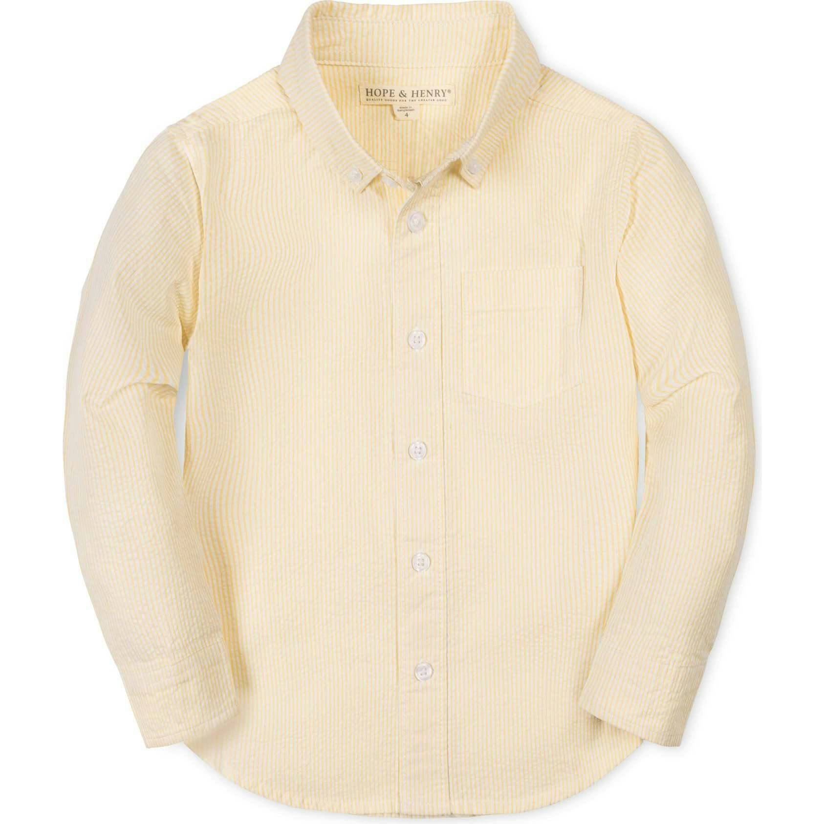 Organic Long Sleeve Seersucker Shirt, Yellow