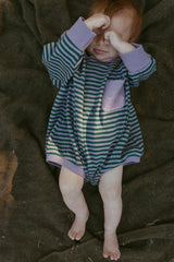 Harley Pocket Romper in Purple Ash Stripe