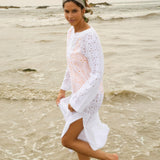 women's white eyelet kaftan