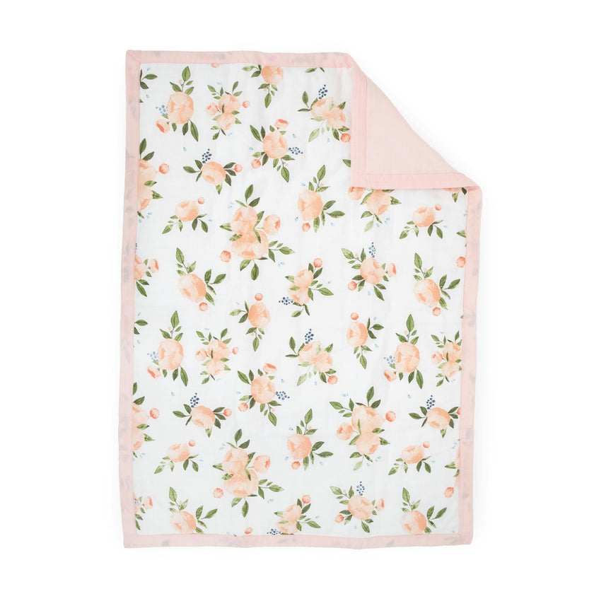 Cotton Muslin Toddler Comforter - Watercolor Roses Grande 2