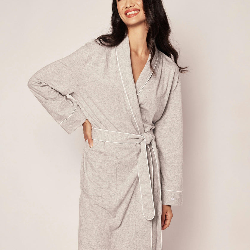 Women's Pima Robe in Light Heather Grey