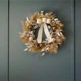 26" Gold Bow, Pinecone & Ornament Wreath Pre-Lit