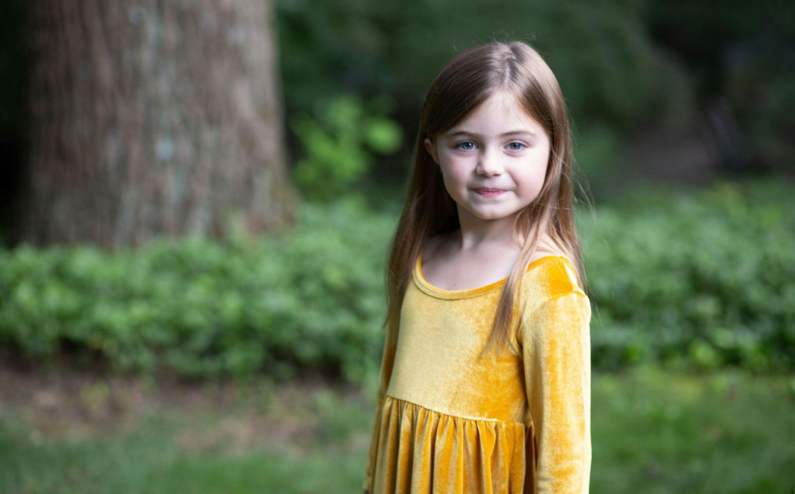Twirly Dress in Mustard Stretch Velvet FW26