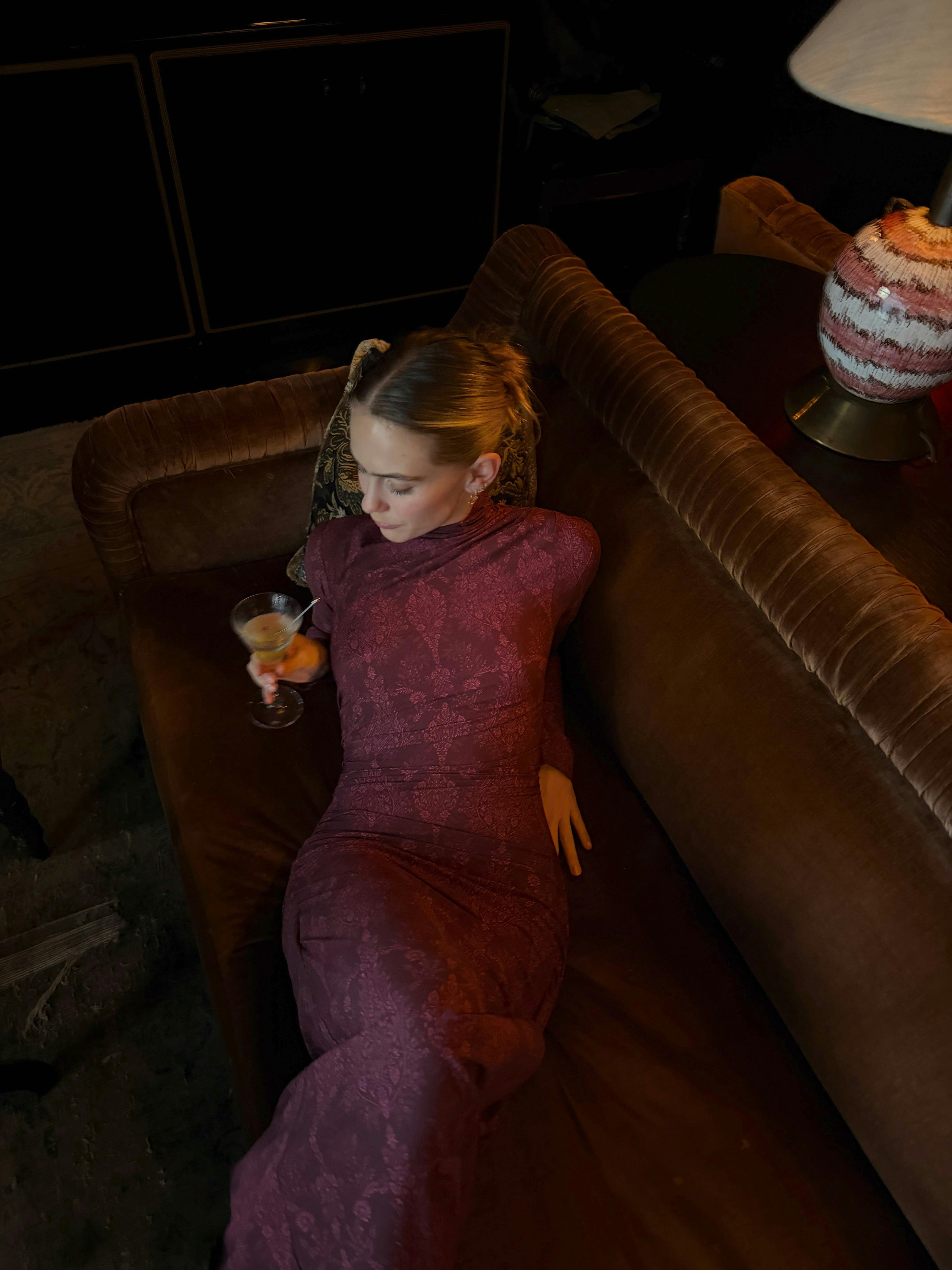 The Rizzo Dress - Plum Damask