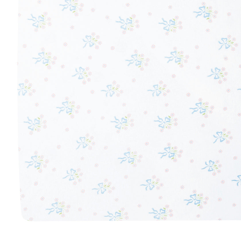 Pima Crib Sheet - Blue Bow Bouquet
