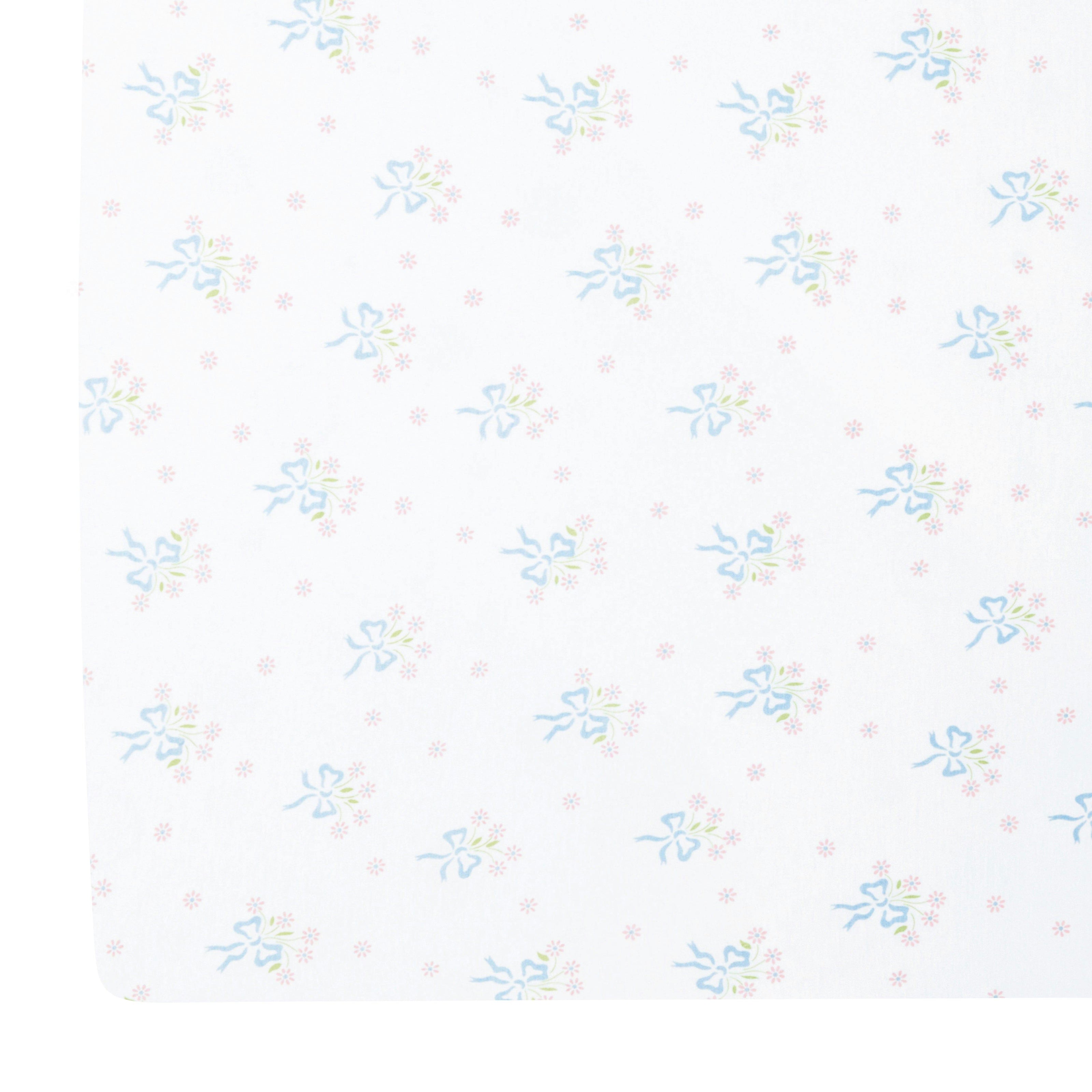 Pima Crib Sheet - Blue Bow Bouquet