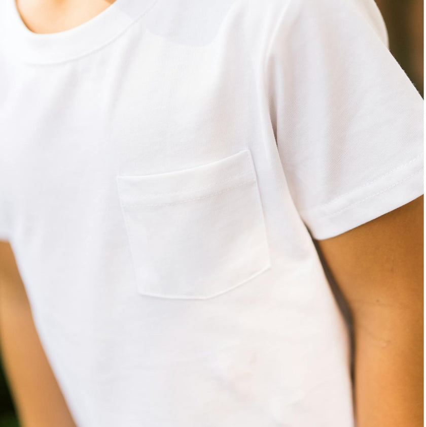 unisex white pocket tee