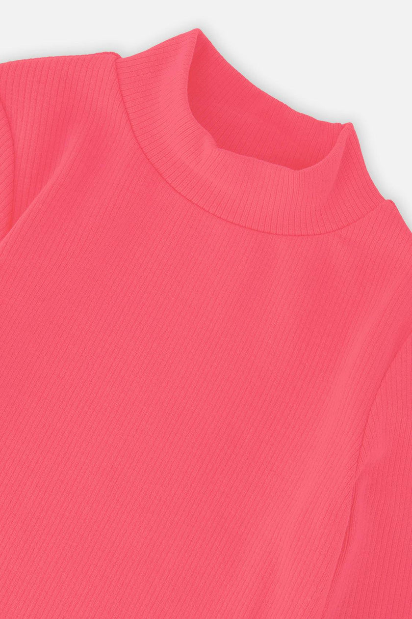Brushed Rib Mock Neck Top Pink