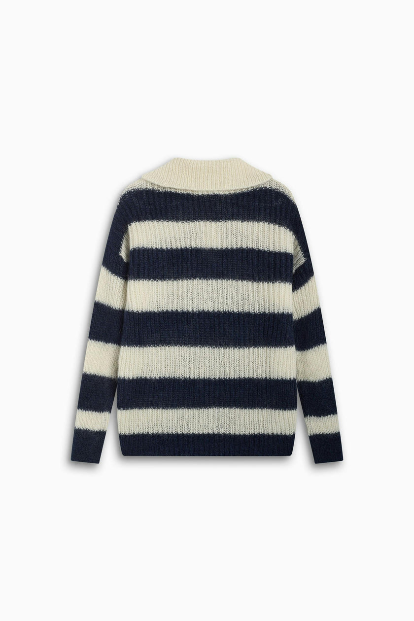 Ellie Woman Polo Black Iris Stripe