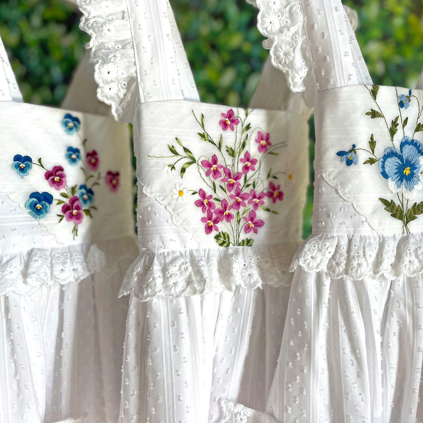 8y Heirloom Handkerchief Dress - Blue & Purple Butterflies