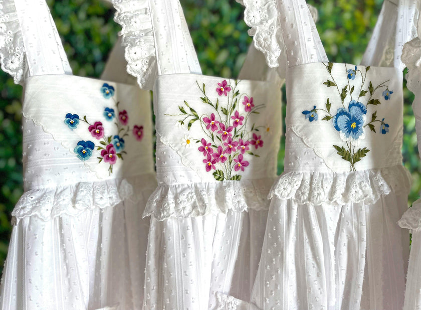 8y Heirloom Handkerchief Dress - Blue & Purple Butterflies