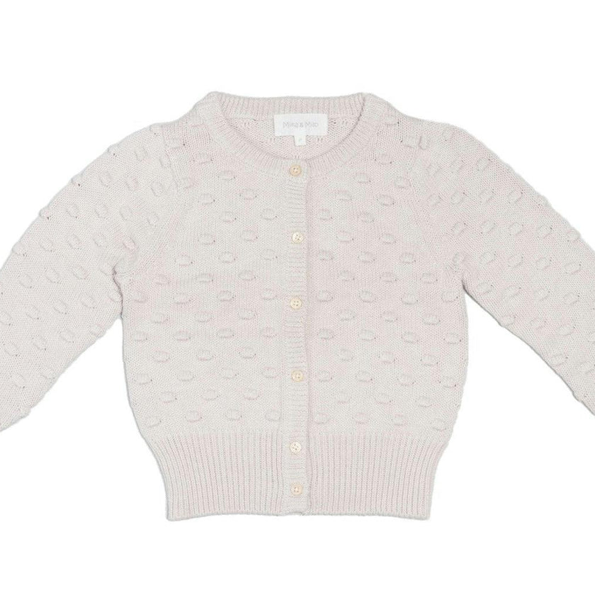 Baby Popcorn Knit Cardigan | Chalk