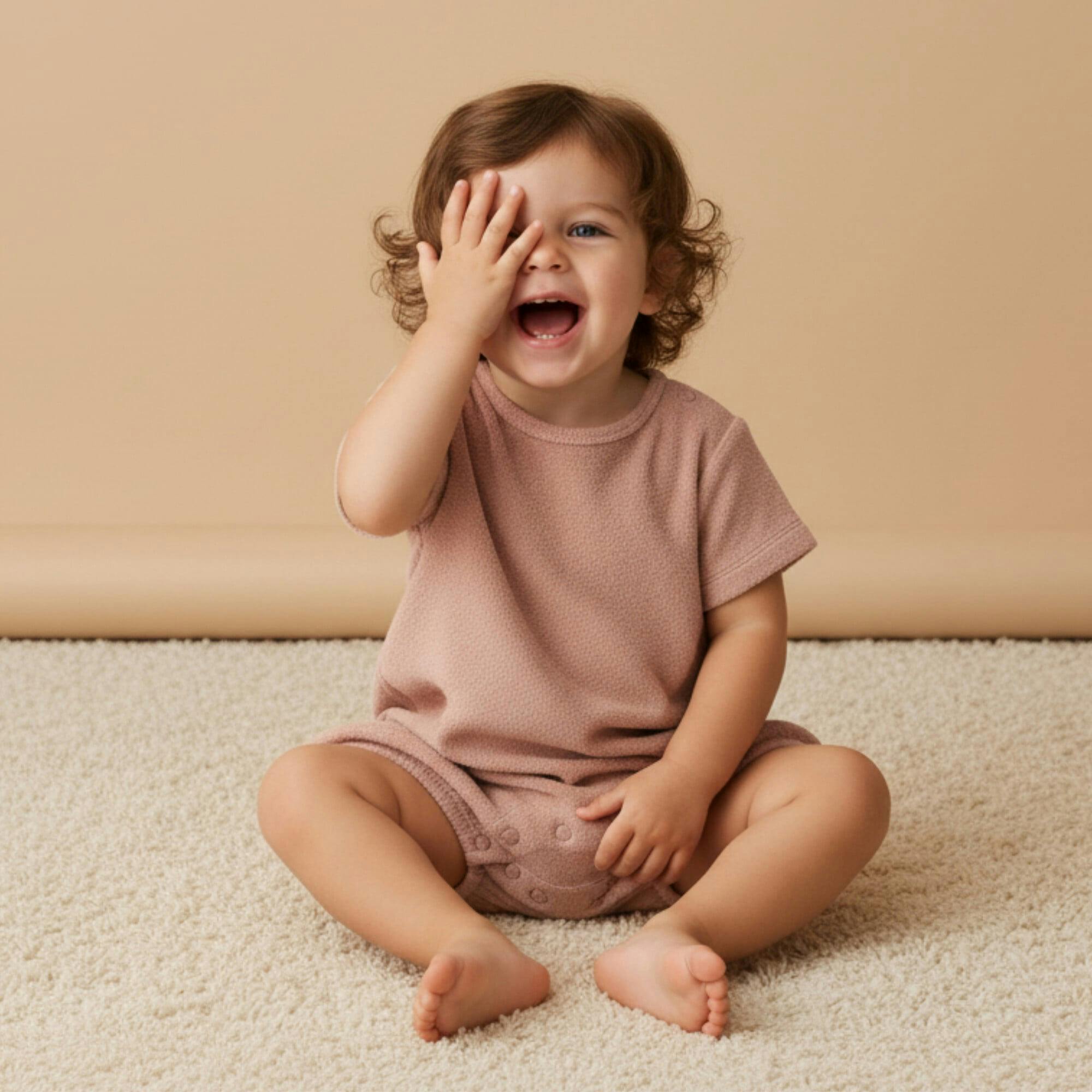 Organic Short Romper - Clay