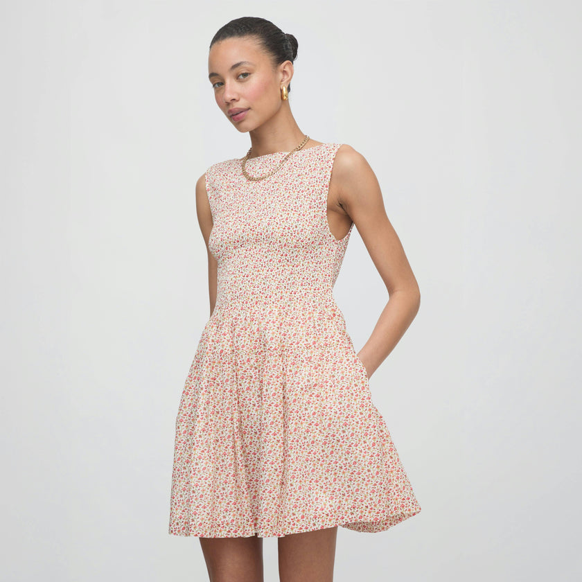 The Cosima Mini Nap Dress - Ivory Geo Ditsy
