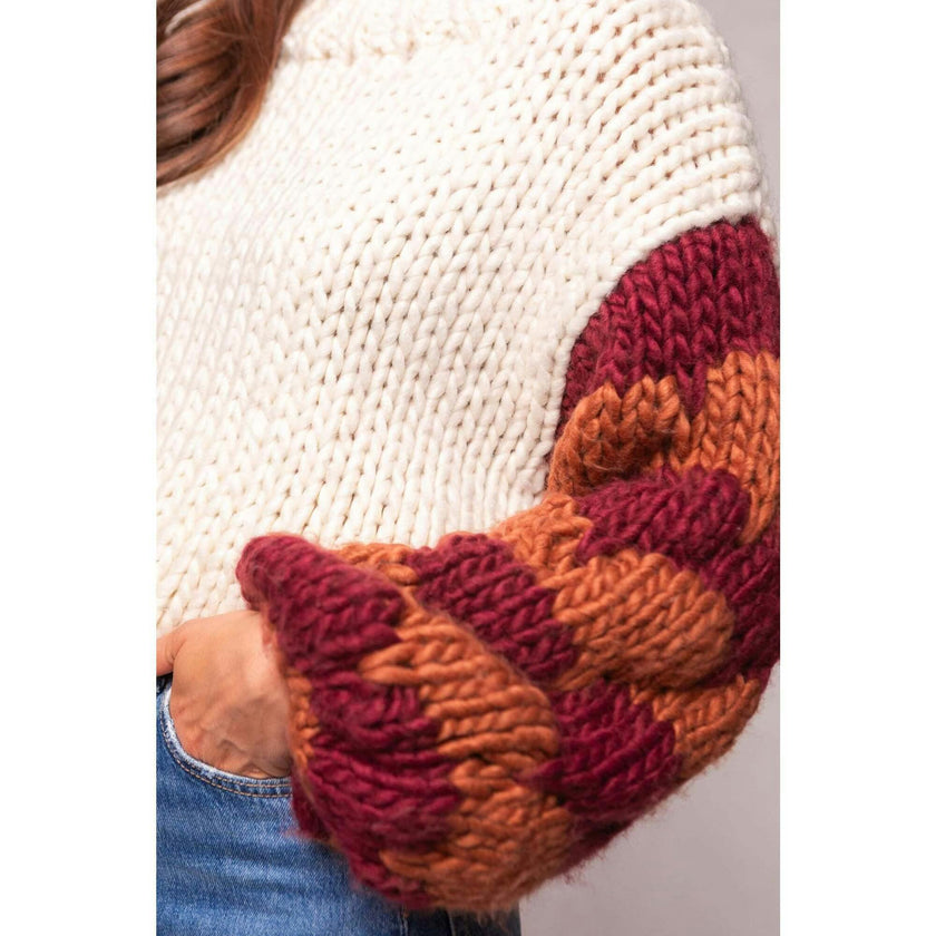 Aimee Sweater in Orange & Cream