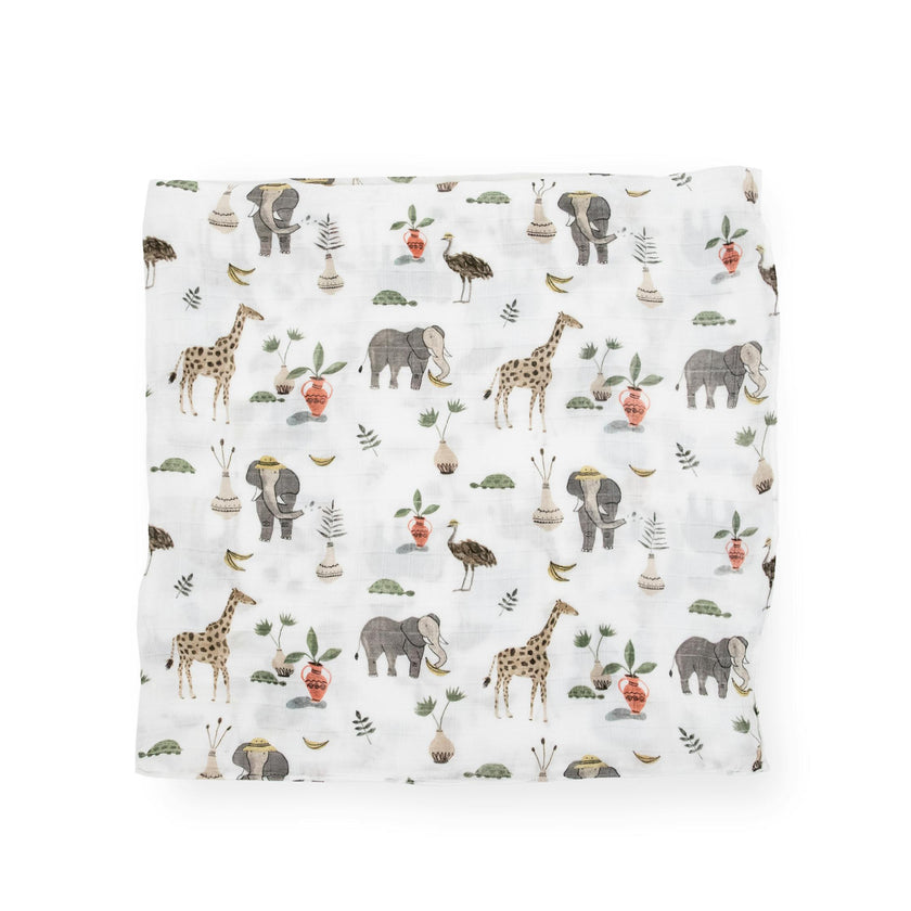 Deluxe Muslin Swaddle Blanket 2 Pack - Safari Social 2