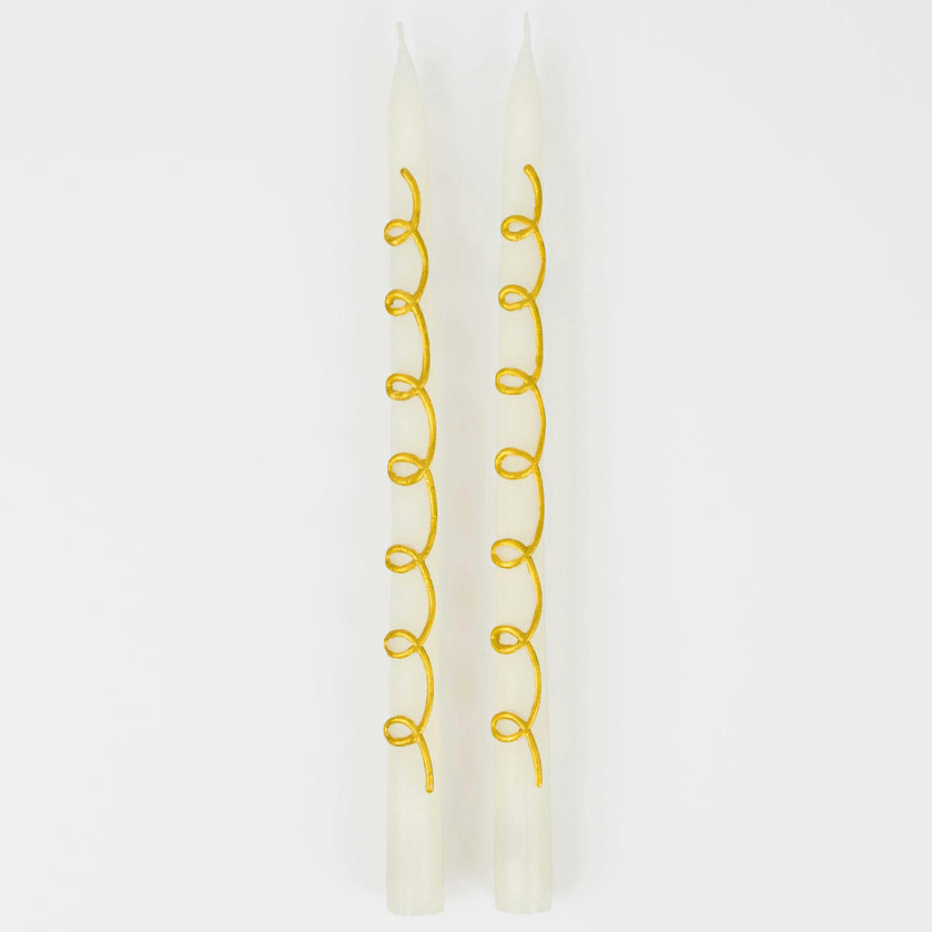 Gold Swirl Taper Candles