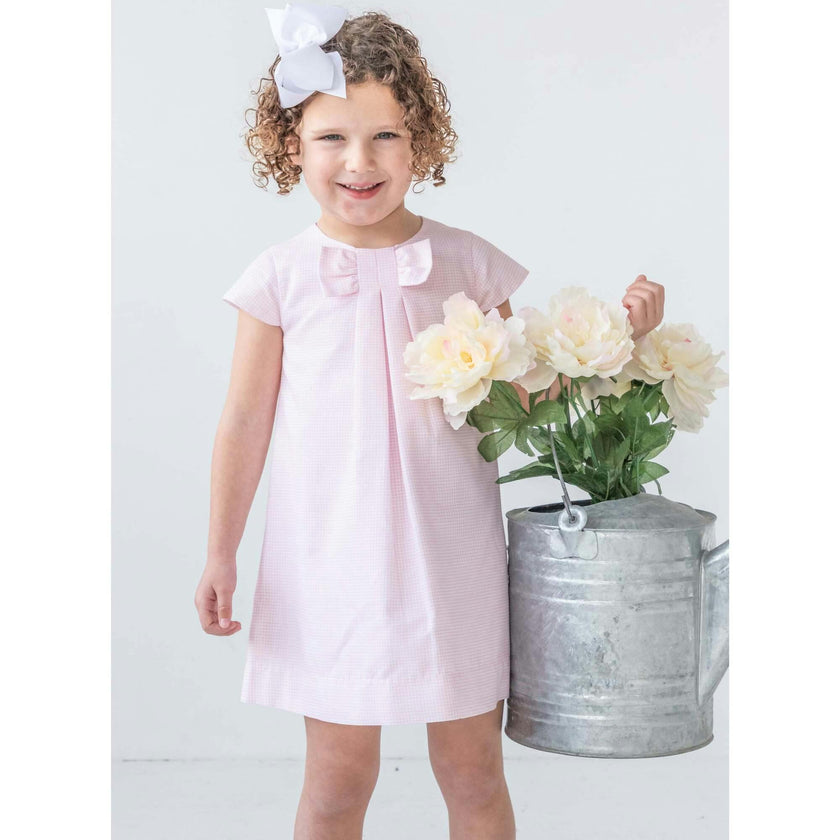 Pique Dress With Pleat And Bow