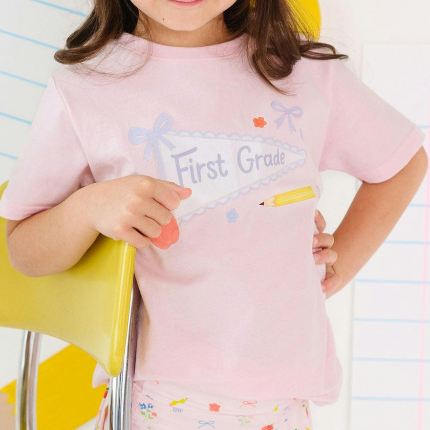 First Grade Bow Pennant Short Sleeve T-Shirt