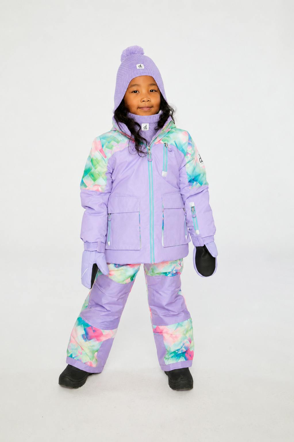 Two Piece Play Snowsuit Multicolored With A Diamond Pattern