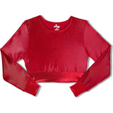 Red Dizzy Velvet Long Sleeve Top, Red