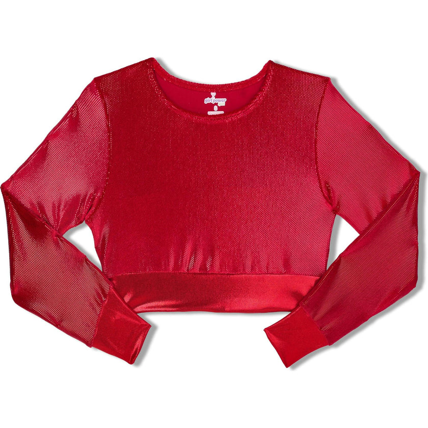 Red Dizzy Velvet Long Sleeve Top, Red