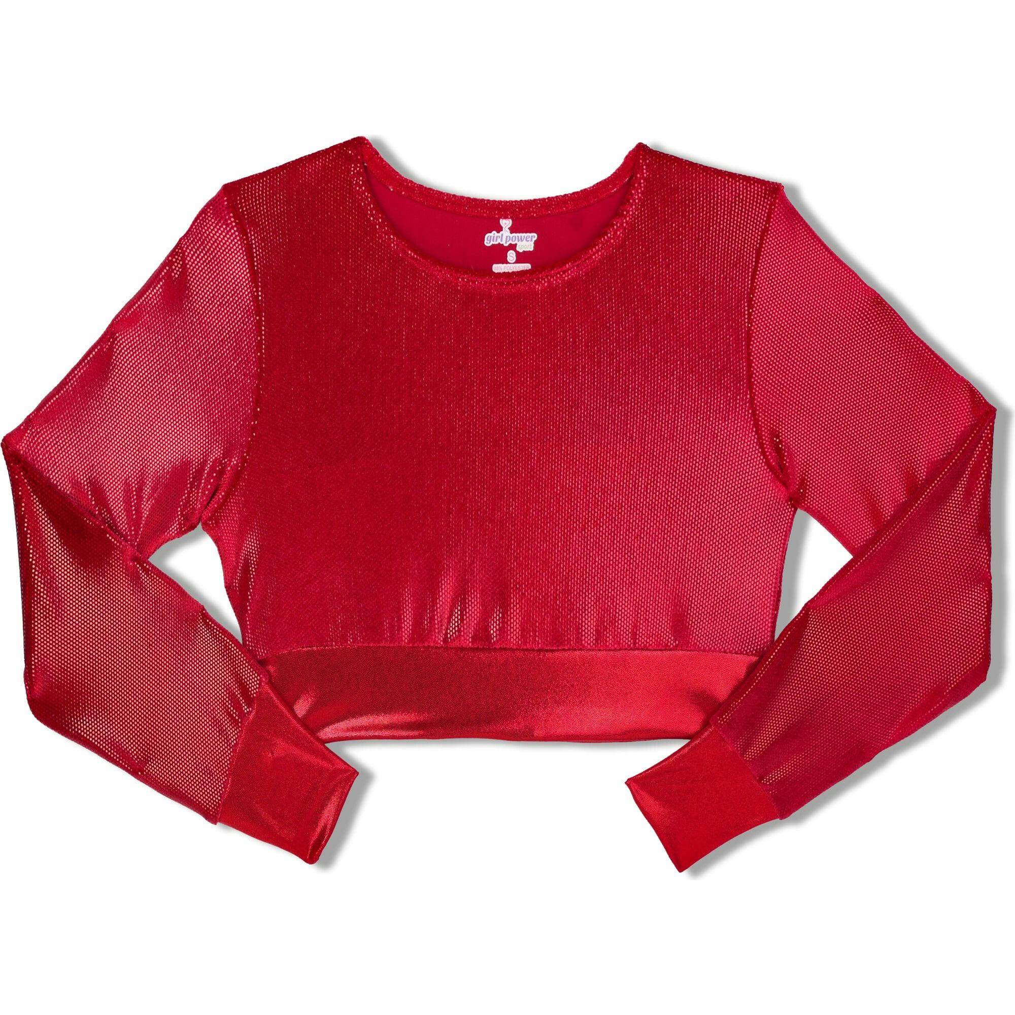 Red Dizzy Velvet Long Sleeve Top, Red