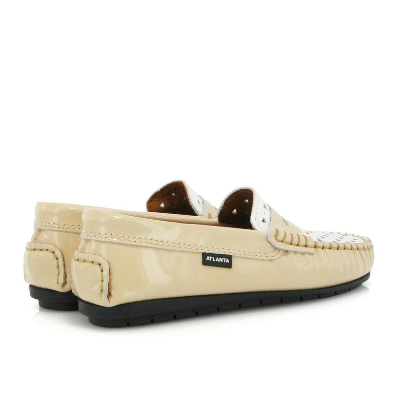 032 Walkers - beige patent with hearts