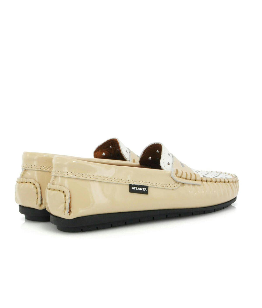032 Walkers - beige patent with hearts