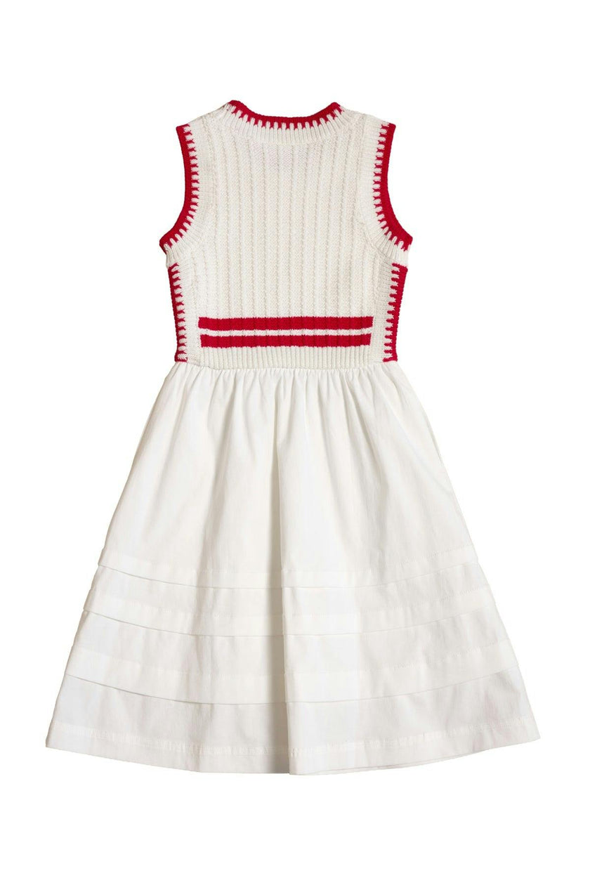 Mini Lisbon Dress in Ivory & Firework Red