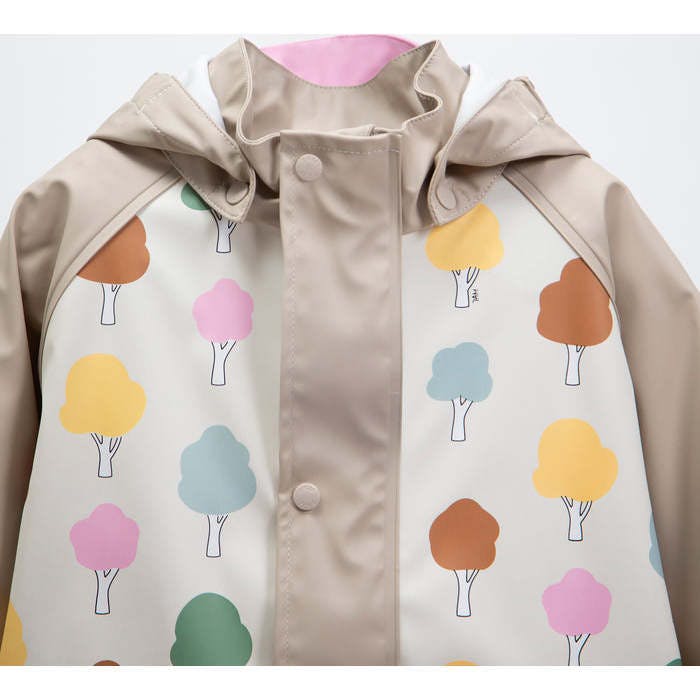 Tree Print Rain Hooded Jacket