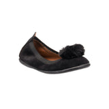 Suede Pom Pom Ballerina