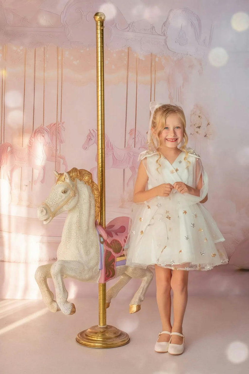 Stardust Embroidered White Tulle Party Dress