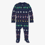 Baby organic zip footie in rainbow fair isle