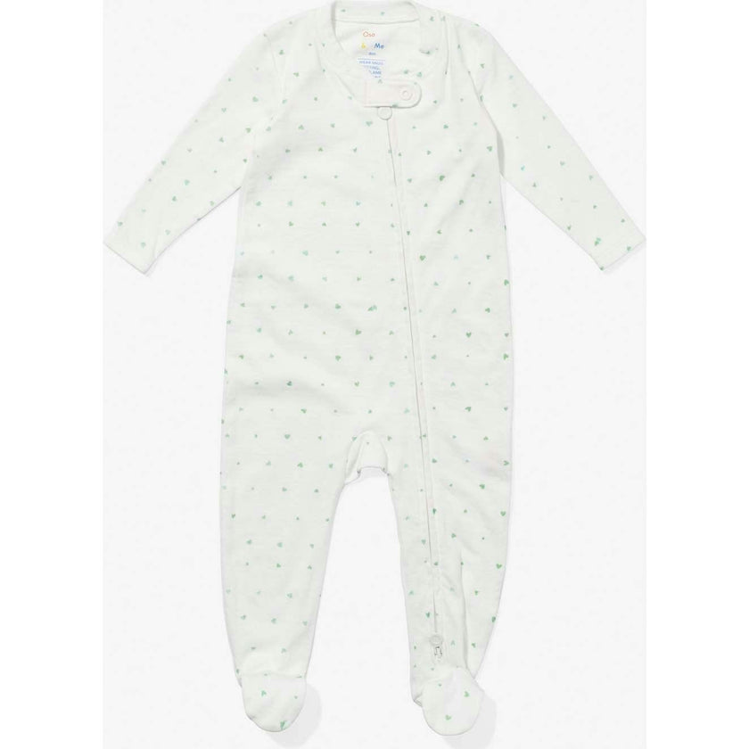 Marley Zip Pajama, Seafoam Hearts