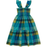 Smocked Flutter Sleeve Dress, Blue