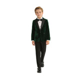 Green Velvet Suit with Black Accents