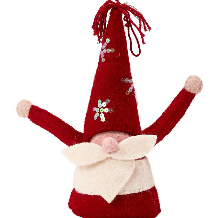Handmade Christmas Gnome Tree Topper Hand Felted Wool Arcadia Home