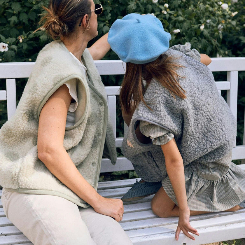 children's merino wool vest - stone grey