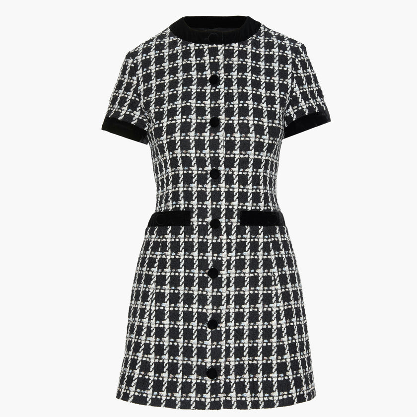 The Allegra Dress - Black and White Tweed