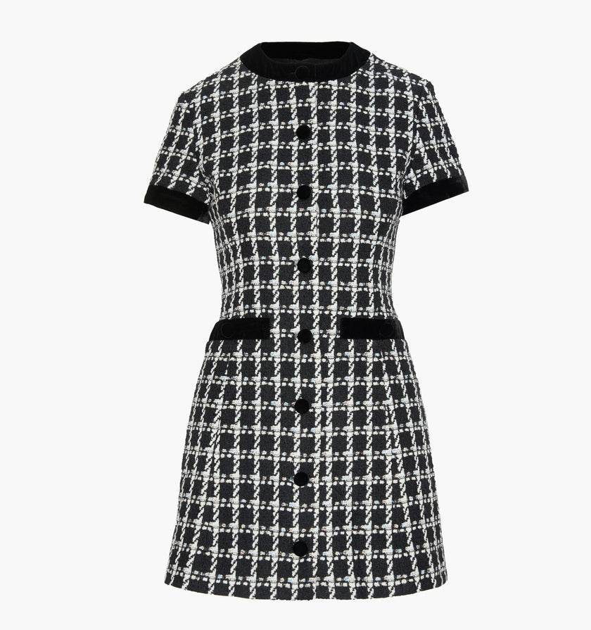 The Allegra Dress - Black and White Tweed