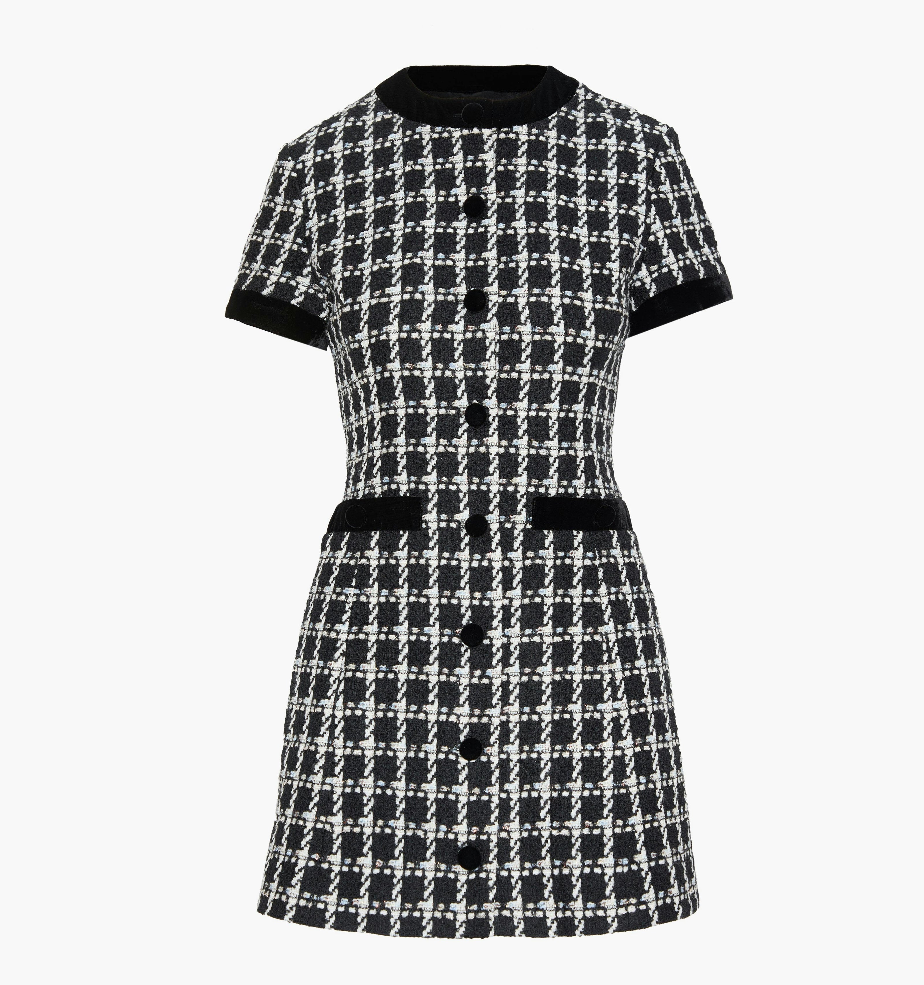 The Allegra Dress - Black and White Tweed