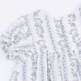 Kimberly Floral Stripe - Smocked Ruffle Bubble with Skirt