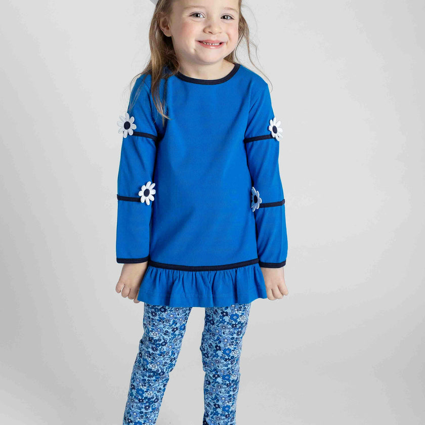 Knit Tunic With Flowers And Floral Leggings