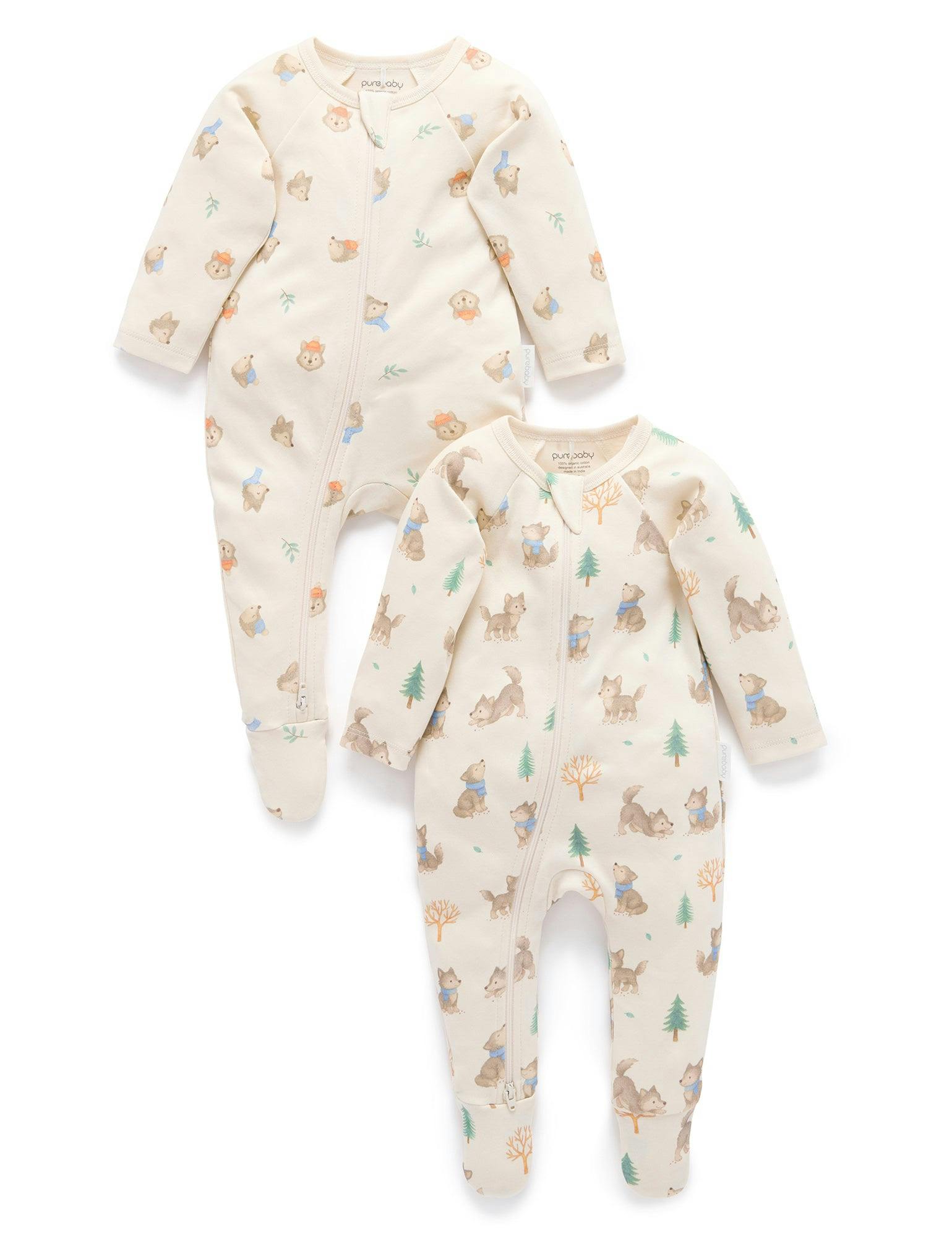 Printed Zip Growsuit Pack Wolf Cub Print