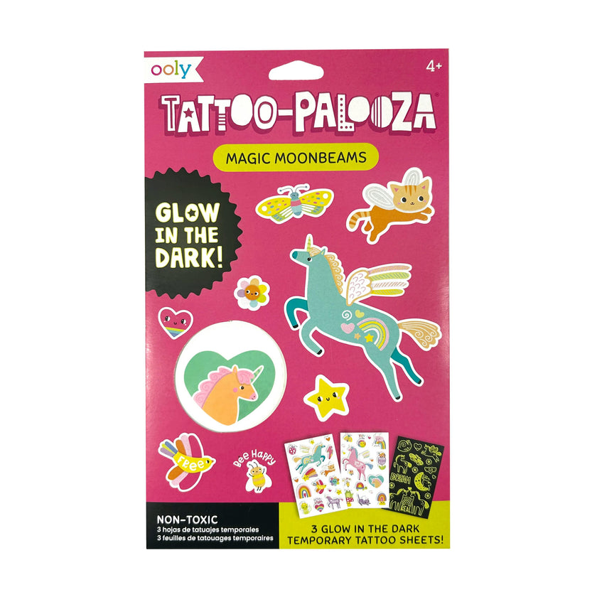 Tattoo-Palooza Glow in the Dark Temporary Tattoos - Magic Moonbeams - 3 Sheets