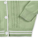 Organic Cable Cardigan Sweater with Tipping, Green